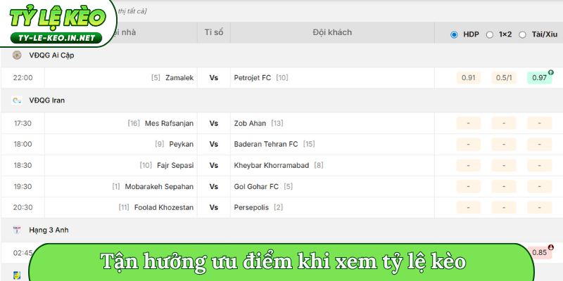 Tận hưởng ưu điểm khi xem tỷ lệ kèo