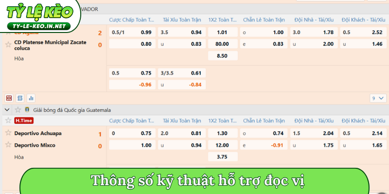 Thông số kỹ thuật hỗ trợ đọc vị